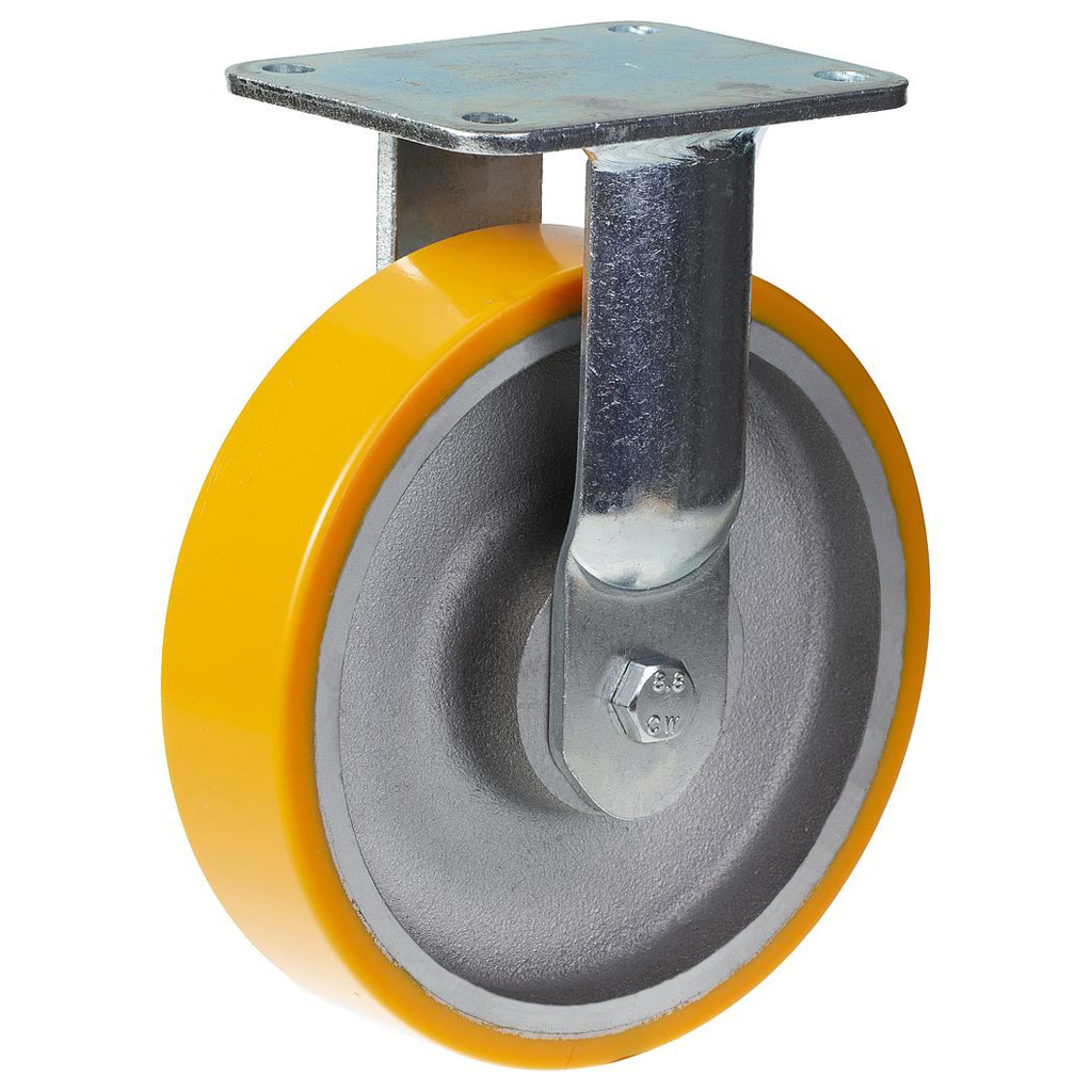 1500 series 125mm fixed top plate 135x110mm castor with polyurethane on cast iron centre ball bearing wheel 500kg