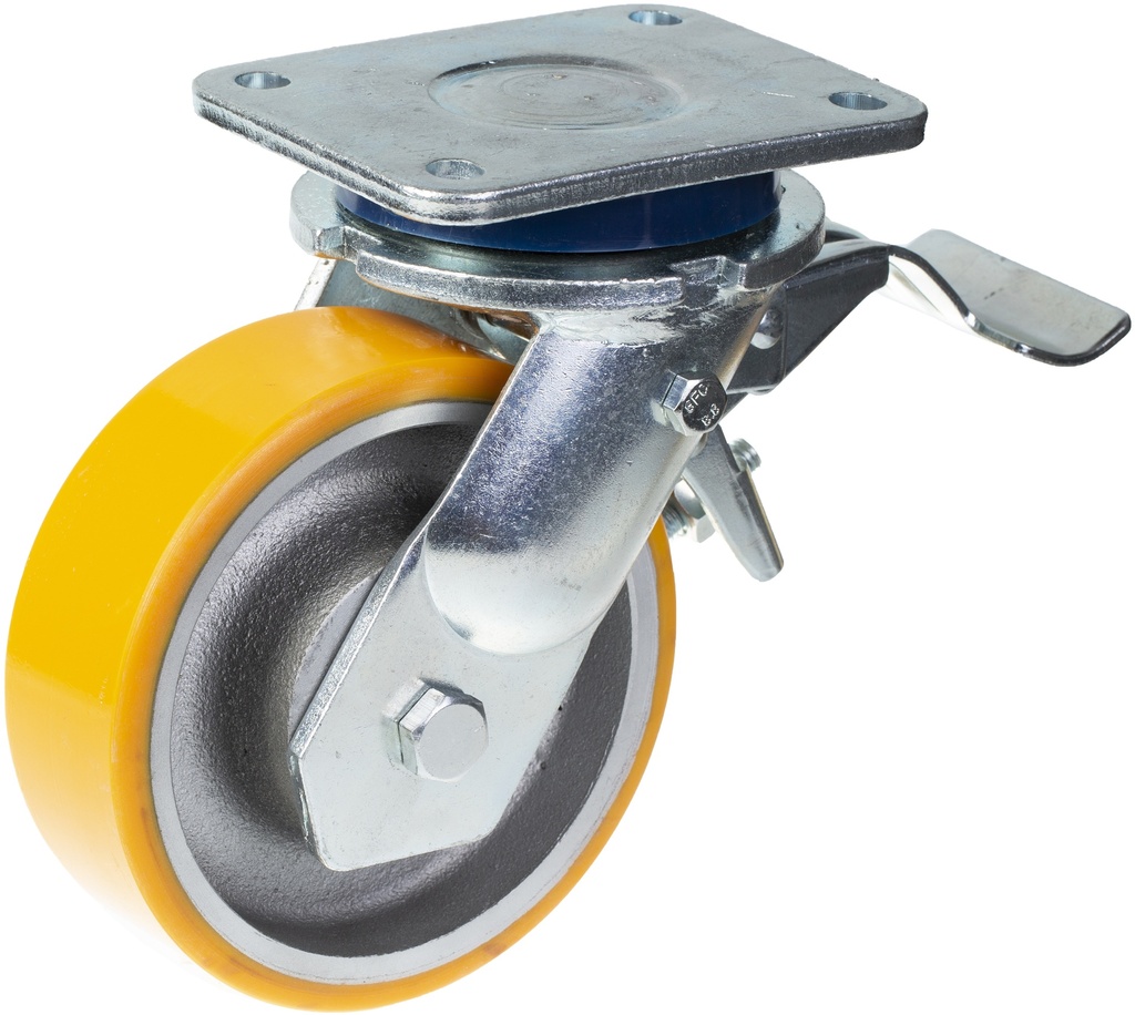 1500 C10.153 150mm swivel/brake top plate 135x110mm castor with polyurethane on cast iron centre ball bearing wheel 800kg