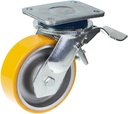 1500 C10.153 150mm swivel/brake top plate 135x110mm castor with polyurethane on cast iron centre ball bearing wheel 800kg