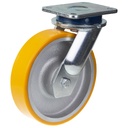 1500 series 200mm swivel top plate 135x110mm castor with polyurethane on cast iron centre ball bearing wheel 1000kg