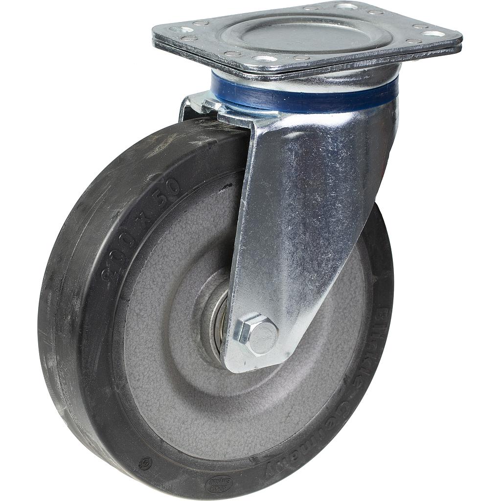 800 series 160mm swivel top plate 135x110mm castor with black elastic rubber on welded steel centre ball bearing wheel 450kg