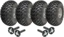 Set of 4 - 22x11.00-8 4ply P334 UTILITY on 4/100 RIM & Hub & Stub axle 4/100 M12stud  40x40 High speed (waterproof)