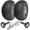Set of 2 -22x11.00-8 4ply P334 UTILITY on 4/100 RIM & Hub & Stub axle 4/100 M12stud 40x40 High speed (waterproof) with SPP Swivel hitch 1700kg (off-road use)