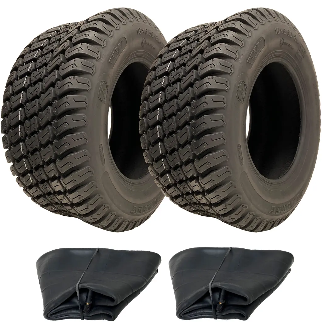 Set of 2 - 16x6.50-8 4pr Wanda P332 Grass tyre TL & 16x6.50-8 TR13 Tube
