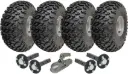 Set of 4 - 22x11.00-8 4ply P334 UTILITY on 4/100 RIM & Hub & Stub axle 4/100 M12stud 40x40 High speed (waterproof) with a SPP 3000kg cast coupling