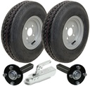 Set of 2 - 4.00-8 6ply P811 Trailer Wheel 4/100mm & Hub & Stub axle 4/100 M12 wheel bolt  35x35mm Hi speed & SPP 750kg Pressed Hitch