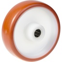Wheel series 100mm RED/BROWN polyurethane on nylon centre 12mm bore hub length 40mm roller bearing 150kg