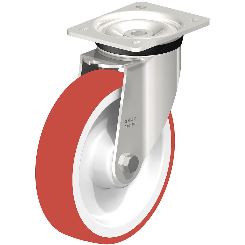 800SS series 200mm stainless steel swivel top plate 140x110mm castor with polyurethane on nylon centre stainless steel ball bearing wheel 750kg