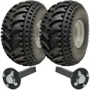 Kit of 2 - 22x11.00-8 P308 ATV tyre on 4/100mm Rim & Hub & Stub axle 4/100 M12 wheel bolt 35x35mm