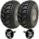 Kit of 2 - 22x11.00-8 P308 ATV tyre on 4/100mm Rim & Hub & Stub axle 4/100 M12 wheel bolt 35x35mm