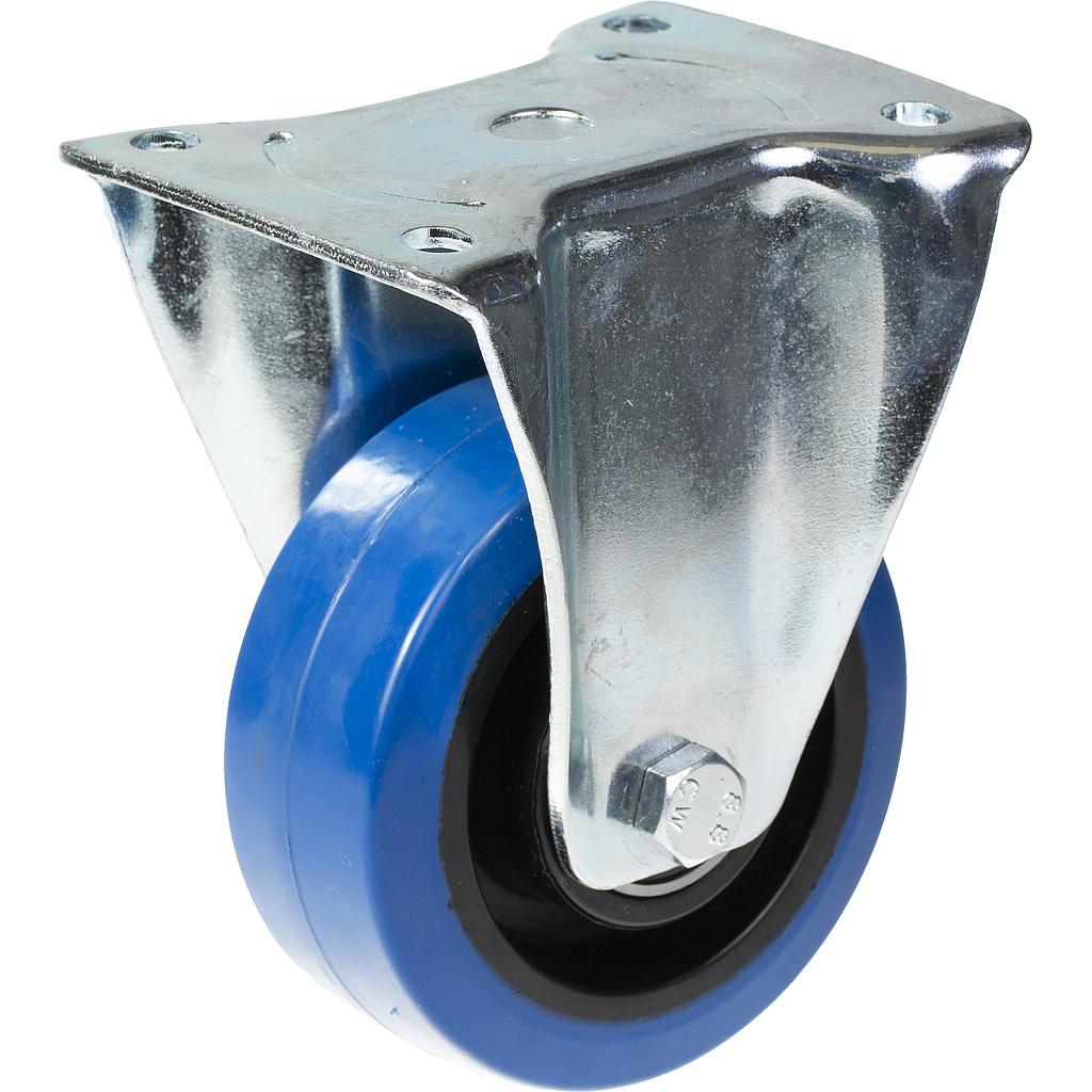 800 series 125mm fixed top plate 135x114mm castor with blue elastic rubber on nylon centre ball bearing wheel 250kg