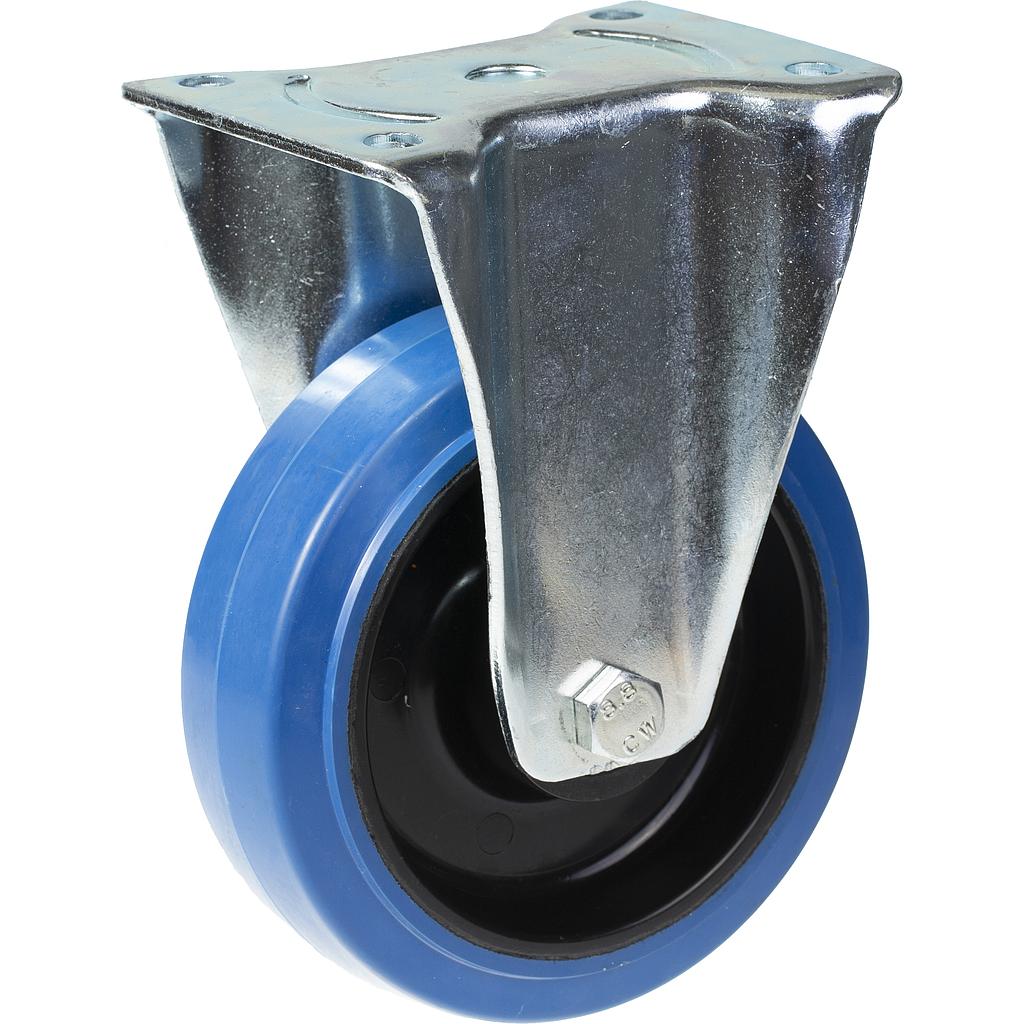 800 series 160mm fixed top plate 135x114mm castor with blue elastic rubber on nylon centre ball bearing wheel 350kg