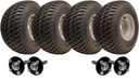 Set of 4 - 18x9.50-8 6ply Wanda P332 grass tyre on 4/100mm RIM & Hub & Stub axle 4/100 M12 wheel bolt  35x35mm