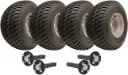 Set of 4 - 18x9.50-8 6ply Wanda P332 grass tyre on 4/100mm RIM & Hub & Stub axle 4/100 M12 wheel bolt 35x35mm