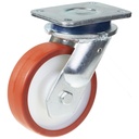 1500 series 150mm swivel top plate 135x110mm castor with polyurethane on nylon centre ball bearing wheel 600kg
