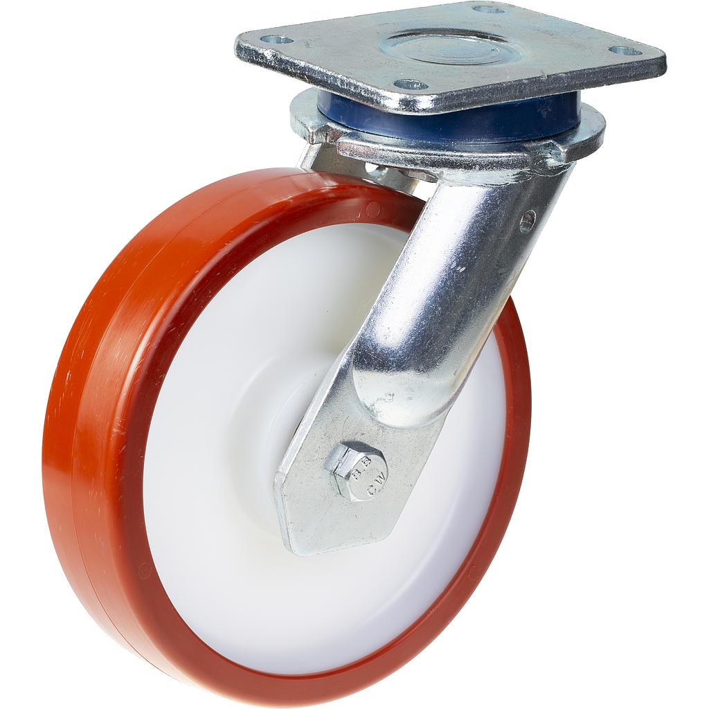 1500 series 200mm swivel top plate 135x110mm castor with polyurethane on nylon centre ball bearing wheel 750kg