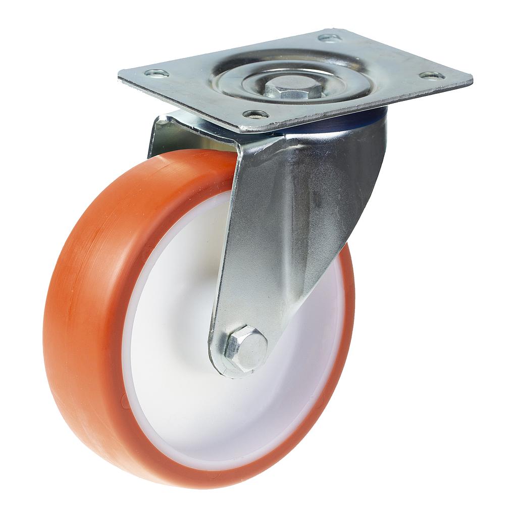 300 series 200mm swivel top plate 140x110mm castor with polyurethane on nylon centre plain bearing wheel 350kg