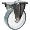 300SS series 200mm stainless steel fixed top plate 140x110mm castor with polyurethane on polypropylene centre stainless steel ball bearing wheel 300kg