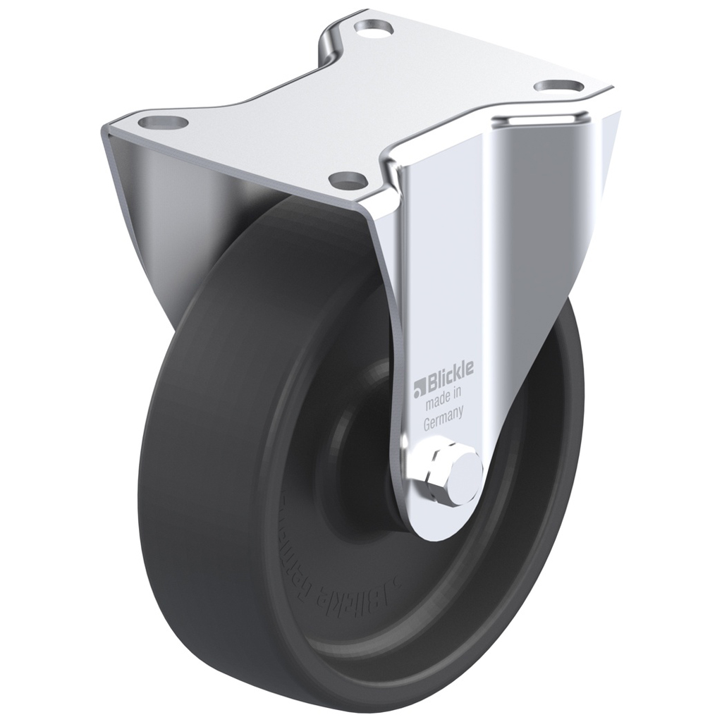 B-POHI 125G, 125mm fixed top plate 100x85mm castor with heat resistant thermoplastic plain bearing wheel 150kg.