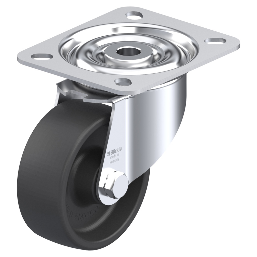 LI-POHI 80G, 80mm swivel top plate 100x85mm castor with heat resistant thermoplastic (-25°C - +250°C) plain bearing wheel 100kg.