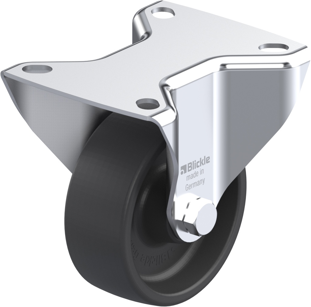 B-POHI 80G, 80mm fixed top plate 100x85mm castor with heat resistant thermoplastic plain bearing wheel 100kg.
