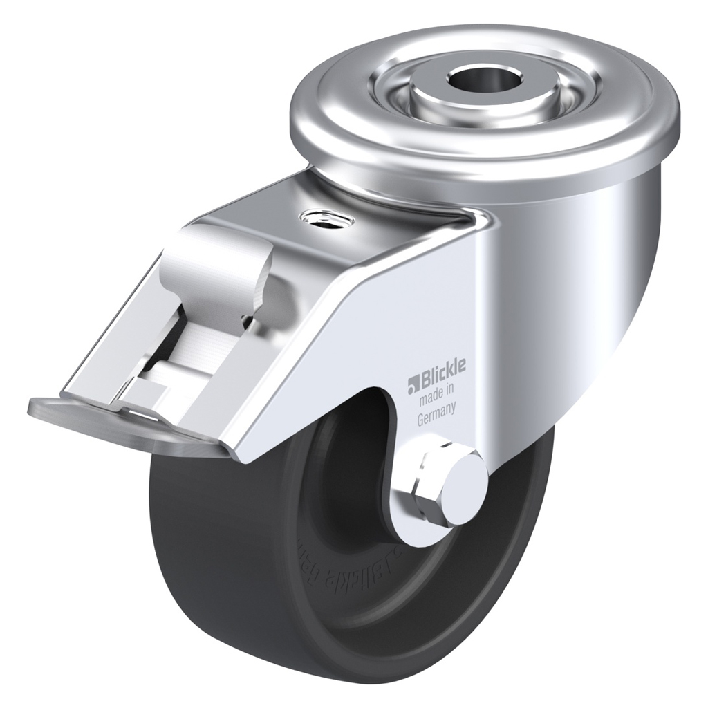 LIR-POHI 81G-FI, 80mm swivel/brake bolt hole 13mm castor with heat resistant thermoplastic plain bearing wheel 100kg.