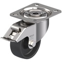 LIX series 80mm stainless steel swivel/brake top plate 100x85mm castor with heat resistant thermoplastic plain bearing wheel 100kg