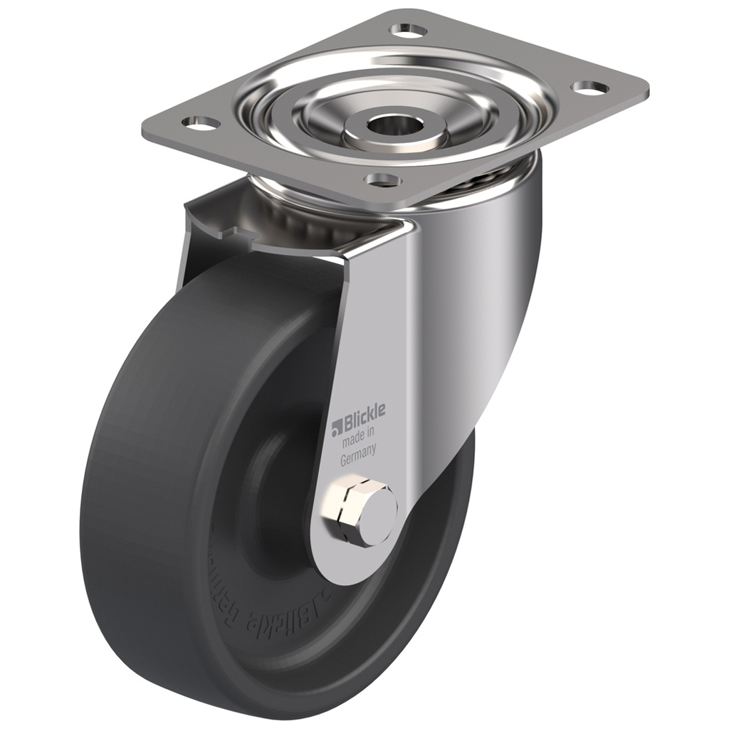 LIX series 150mm stainless steel swivel top plate 140x110mm castor with heat resistant thermoplastic (-25°C - +250°C) plain bearing wheel 300kg