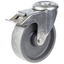 LIXR series 125mm stainless steel swivel/brake bolt hole 13mm castor with heat resistant thermoplastic (-25°C - +250°C) plain bearing wheel 150kg