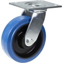 500 series 125mm swivel top plate 140x110mm castor with blue elastic rubber on nylon centre ball bearing wheel 250kg