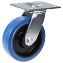 500 series 160mm swivel top plate 140x110mm castor with blue elastic rubber on nylon centre ball bearing wheel 350kg