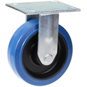 500 series 160mm fixed top plate 140x110mm castor with blue elastic rubber on nylon centre ball bearing wheel 350kg