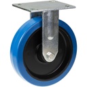 500 series 200mm fixed top plate 140x110mm castor with blue elastic rubber on nylon centre ball bearing wheel 400kg