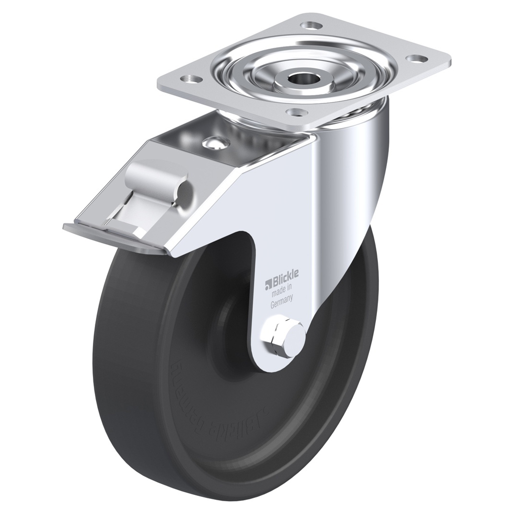 LI series 200mm swivel/brake top plate 140x110mm castor with heat resistant thermoplastic plain bearing wheel 350kg