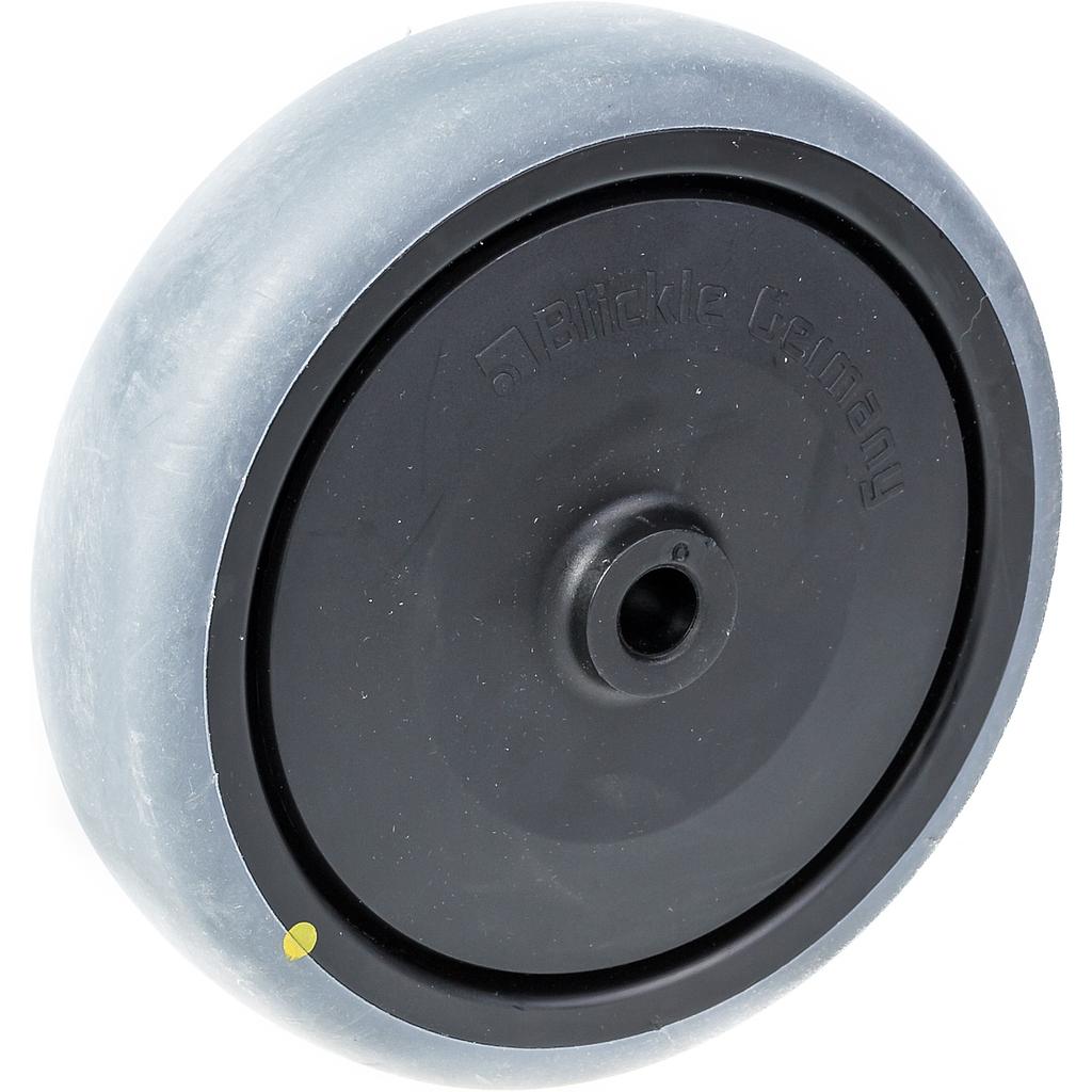 Wheel series 125mm electrically conductive grey thermoplastic rubber on polypropylene centre 10mm bore hub length 46mm single ball bearing 80kg