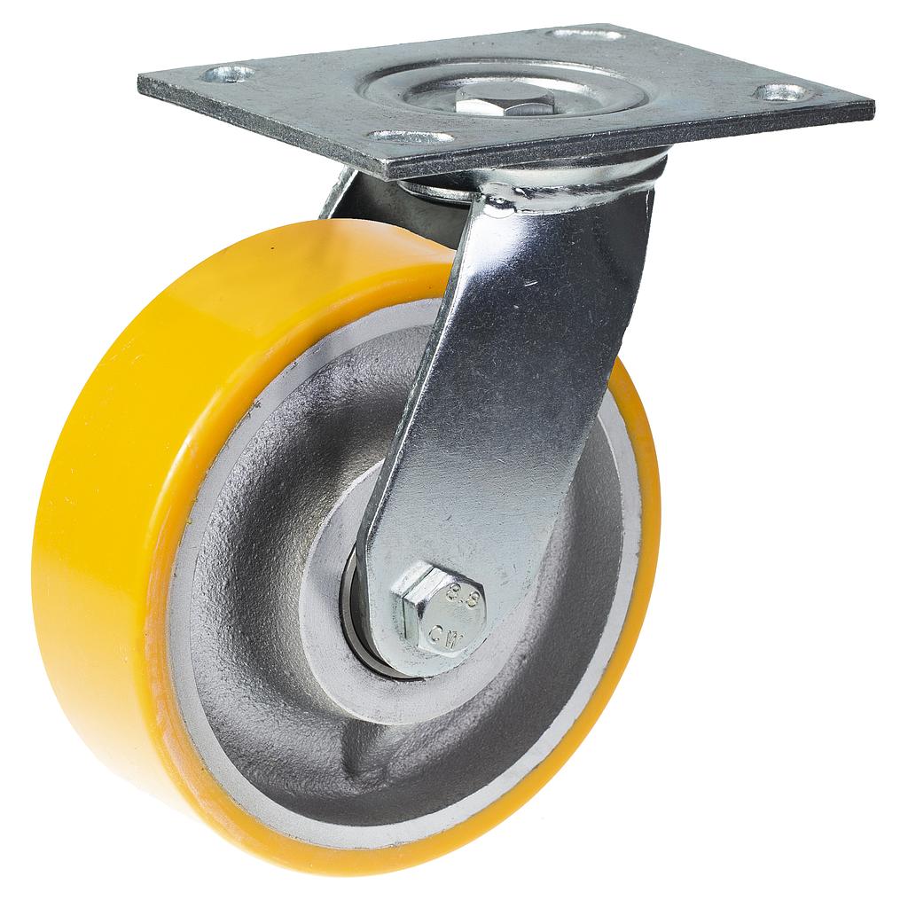 500 series 125mm swivel top plate 140x110mm castor with polyurethane on cast iron centre ball bearing wheel 500kg