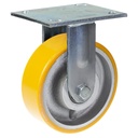 500 series 125mm fixed top plate 140x110mm castor with polyurethane on cast iron centre ball bearing wheel 500kg