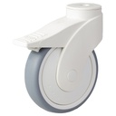 LWK-TPA 126KF-FI Wave series castor 125mm swivel/brake bolt hole 13mm castor with grey thermoplastic rubber on polypropylene centre single ball bearing wheel 110kg