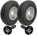 Set of 2 - 4.00-8 6ply P811 Trailer Wheel 4/100mm & Hub & Stub axle 4/100 M12 wheel bolt  35x35mm Hi speed
