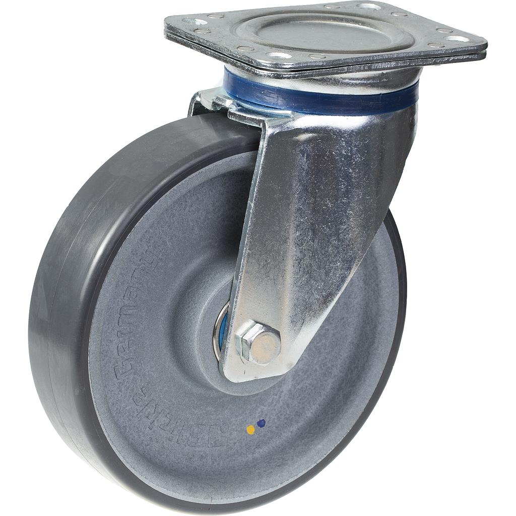 800 series 160mm swivel top plate 135x114mm castor with electrically conductive POTH grey polyurethane on nylon centre ball bearing wheel 360kg