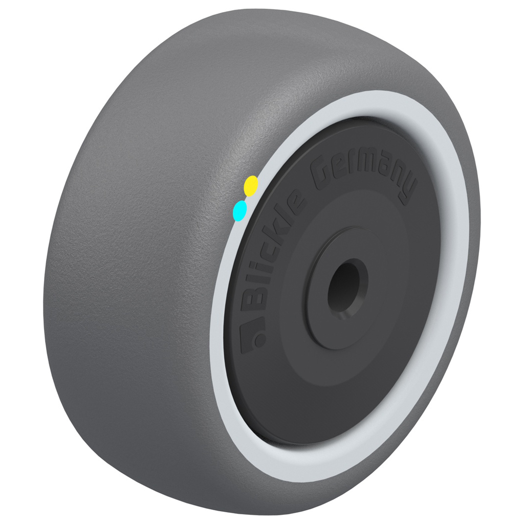 PATH 80/8KFD-ELS 80mm electrically conductive grey polyurethane on nylon centre 8mm bore hub length 36mm additional sealed single ball bearing 100kg.