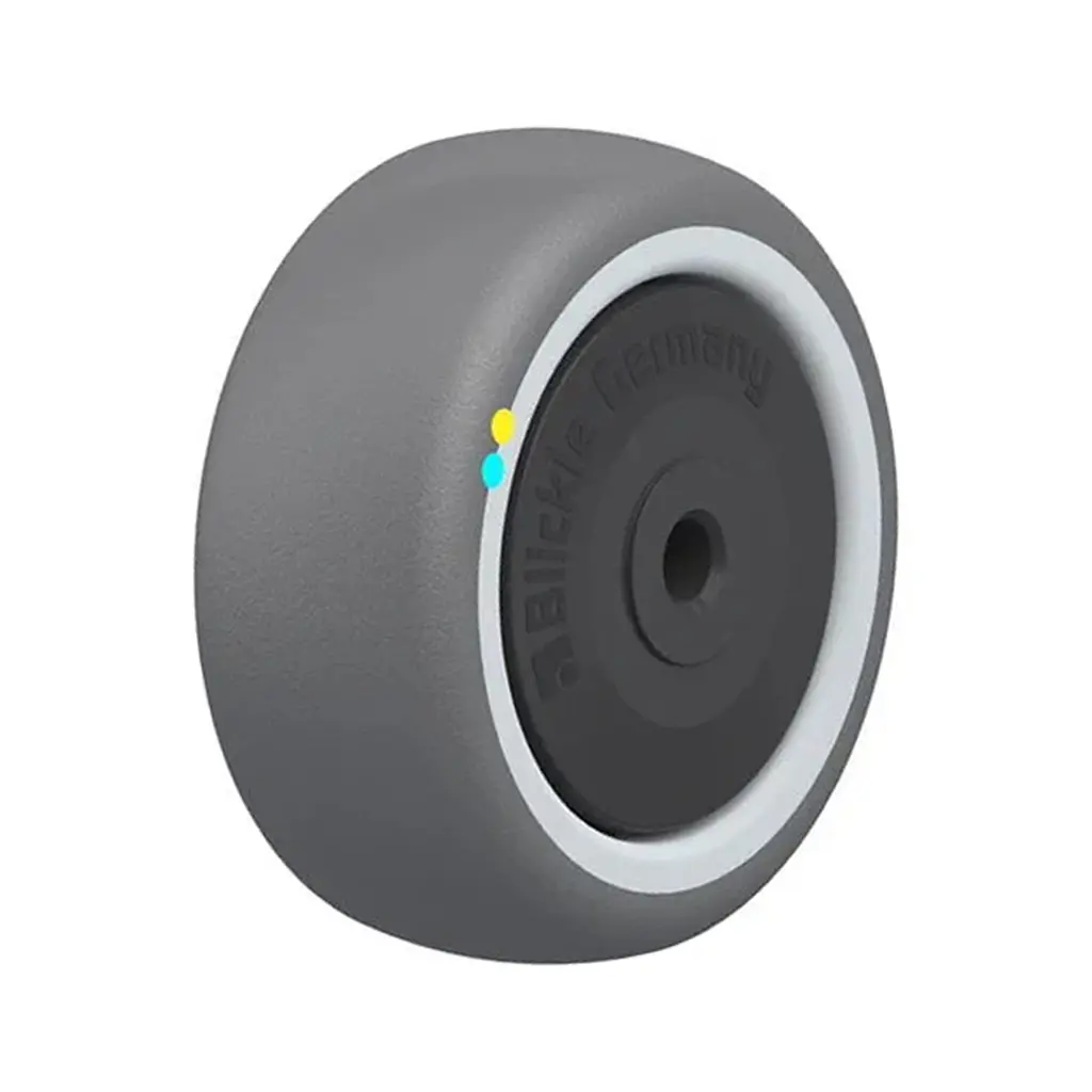 PATH 80/8KFD-ELS Wheel series 80mm electrically conductive grey polyurethane on nylon centre 8mm bore hub length 36mm additional sealed single ball bearing 100kg