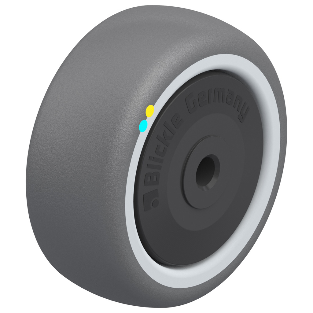 Wheel series 80mm electrically conductive grey polyurethane on nylon centre 8mm bore hub length 36mm additional sealed single ball bearing 100kg