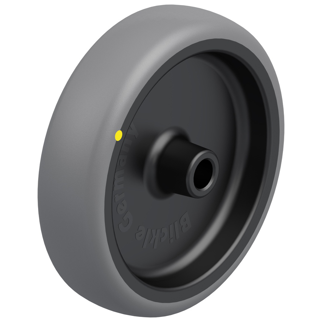 TPA 127/12G-ELS 125mm electrically conductive grey thermoplastic rubber on polypropylene centre 12mm bore hub length 45mm plain bearing 80kg