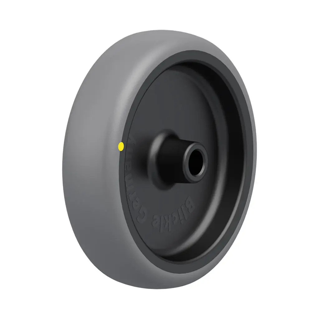 TPA 127/12G-ELS Wheel series 125mm electrically conductive grey thermoplastic rubber on polypropylene centre 12mm bore hub length 45mm plain bearing 80kg