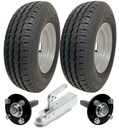 Set of 2 - 145x10 Wanda WR068 TRAILER WHEEL 4/100mm & Hub & Stub axle 4/100 M12 wheel bolt 35x35mm Hi speed & 750kg Pressed hitch