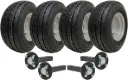 Kit of 4 - 20.5x8.00-10 4ply TRAILER WHEEL 4/100 &amp; Hub &amp; Stub axle 4/100 M12 wheel bolt  35x35mm Hi speed