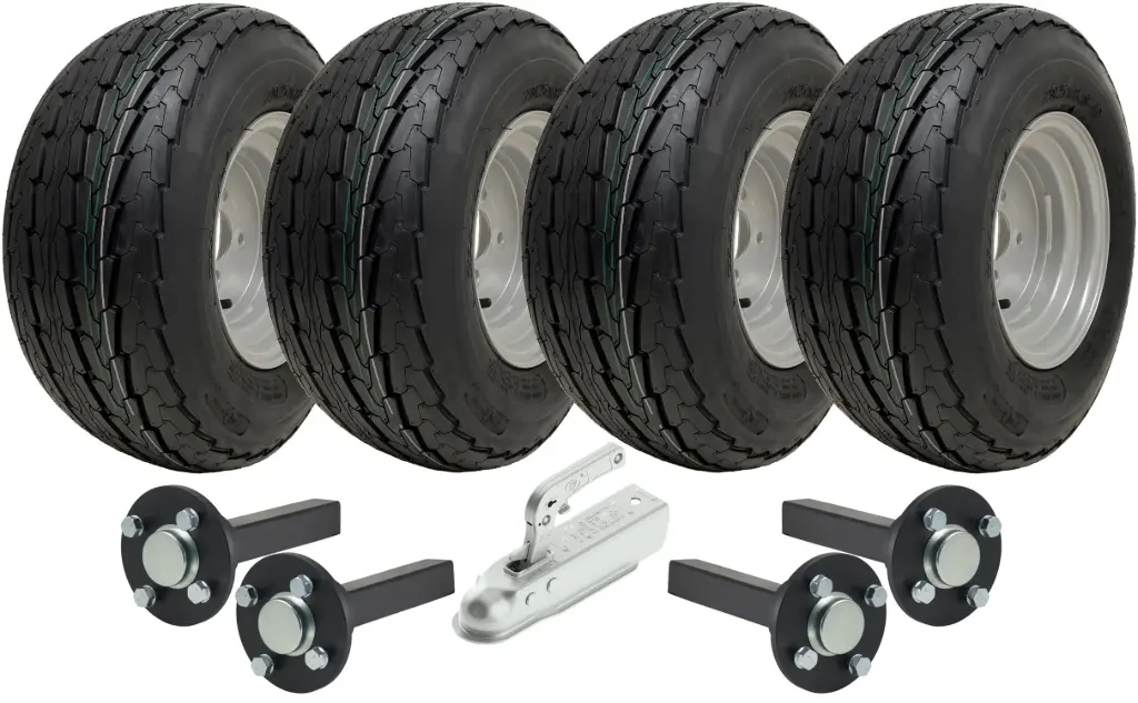 4-wheel 20.5x8.0-10 4ply trailer kit, 35x35 4/100, SPP pressed steel hitch