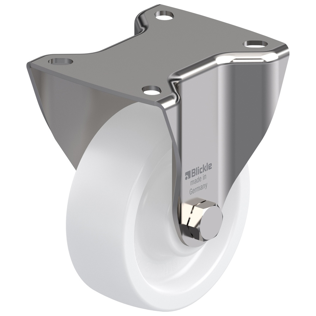 BKX-SPO 100G-1, 100mm stainless steel fixed top plate 100x85mm castor with nylon plain bearing wheel 350kg
