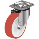 800SS series 125mm stainless steel swivel top plate 100x85mm castor with polyurethane on nylon centre plain bearing wheel 350kg